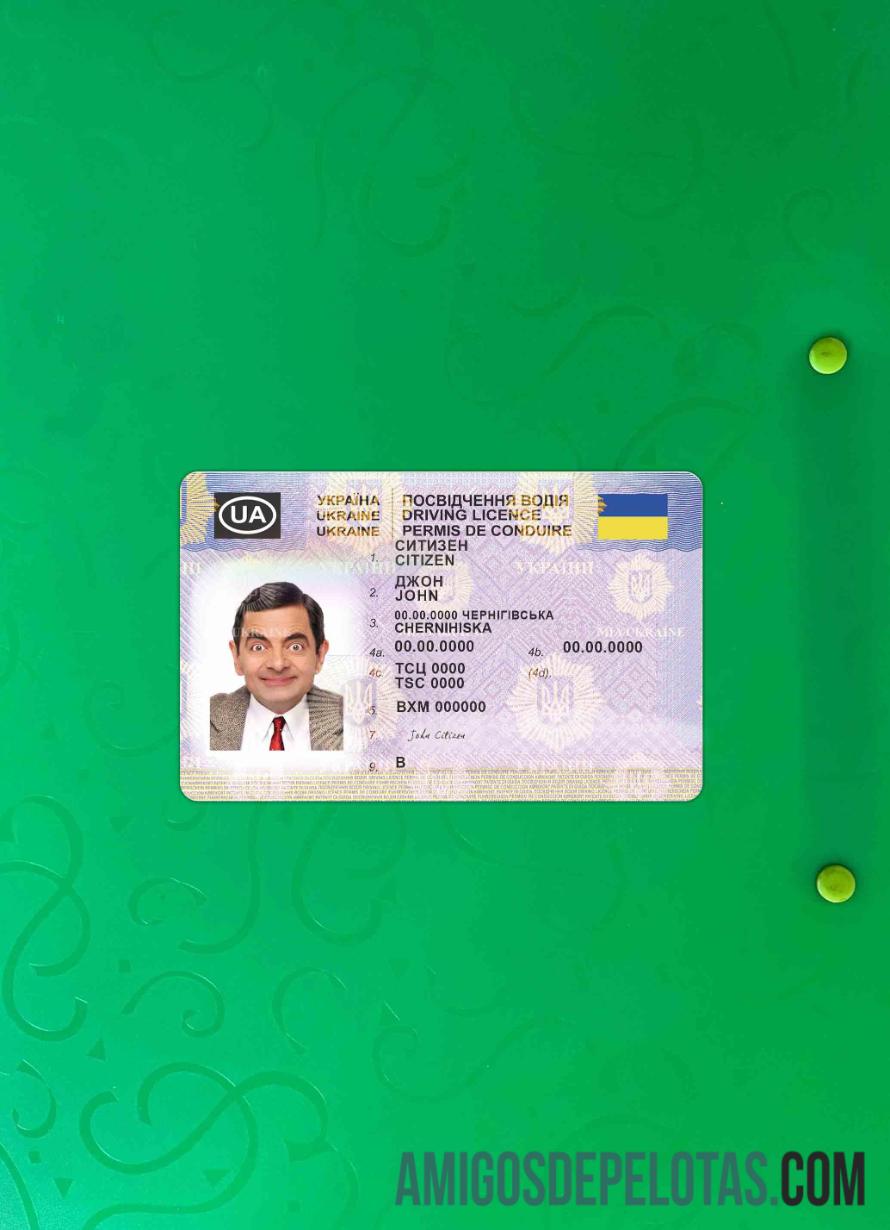 Carteira de motorista da Ucrânia 2021 presente fotolook frente modelo